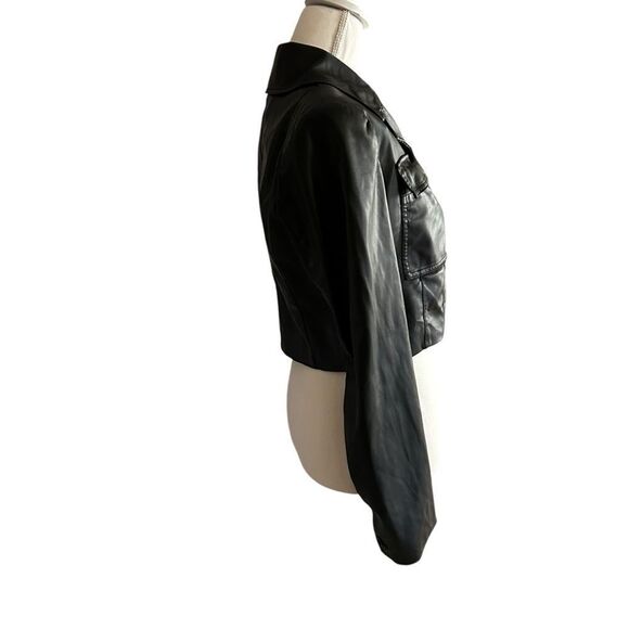 Saunders Black Faux Leather Jacket Size 2 - Picture 8 of 9